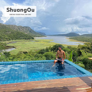 بلاط سيراميك حمام سباحة مُزجج باللون الأزرق المرنة بلاط سيراميك مُزجج مربع الشكل من البورسلين بنمط Backsplash - Product Image 5