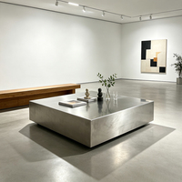 Table basse carrée en acier inoxydable poli miroir, style moderne et minimaliste, durable, pour salon et hôtel (vente en gros)
