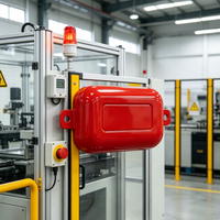 Boîtier de protection en plastique rouge moulé par injection sur mesure avec languettes de fixation pour module de contrôle industriel et câblage électrique