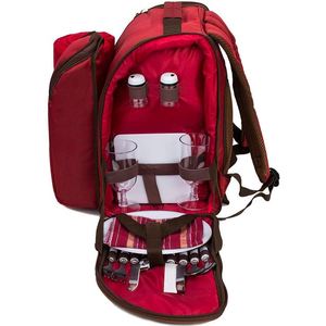 Sac à dos de pique-nique rouge pour 2 personnes, certifié BSCI, avec compartiment isotherme, vaisselle et couverture polaire 45"x53" (rouge) - Product Image 2