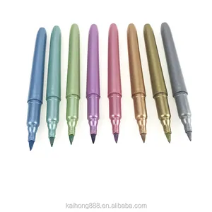 Promosyon metalik işaretleyici fırça kalemler özel Logo Glitter metalik fırça kalemler
