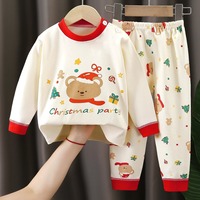 Ensemble deux pièces pour enfants, en coton, imprimé animal, manches longues, hiver, unisexe, 6 mois-8 ans