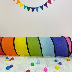 Túnel de juego infantil Sunshine Rainbow, portátil, plegable, de tela, para que los bebés se gateen en interiores, juguete unisex. - Product Image 4