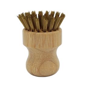 Eco-Friendly <strong>Brass</strong> Oven Scratch <strong>Brush</strong> with Wood Handle and Copper Bristles Scourer for Household Cleaning - Product Image 1