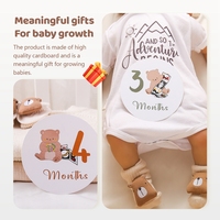 Cartes personnalisées pour les étapes importantes de bébé, 13 pièces, thème ours, ensemble d'accessoires photo mensuels pour nouveau-né, cartes rondes pour cadeau de baby shower, faible MOQ