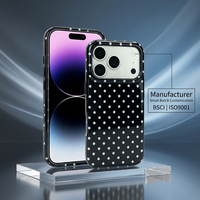 Coque magnétique intégrale à pois en PU avec découpes latérales pour iPhone 15 Pro/16 Pro/17/18 Pro Max – Étui de protection urbain