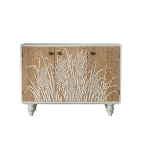 Aparador de Madera Maciza Estilo Wabi Sabi con Tallado de Plantas, Mueble Decorativo Hecho a Mano de 900 mm para Entrada - Product Image 5