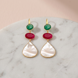 Boucles d'oreilles pendantes en argent sterling faites à la main avec pierres précieuses en quartz, style bohème tendance - Product Image 3