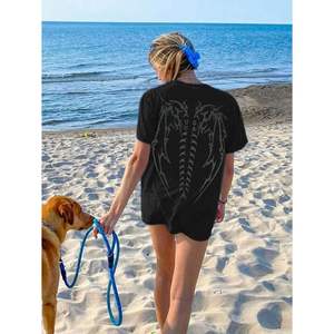 Camiseta Gráfica Extra Grande Personalizada para Mujer, Camiseta Larga de Algodón Jersey, Transpirable, Top de Verano con Estampado de Logotipo - Product Image 1