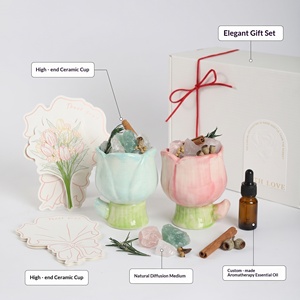 Ceramic Tulip Shaped <b>Reed</b> <b>Diffuser</b> Crystal Aromatherapy Gift Set No Fire Essential Oil Home Decor - Product Image 5