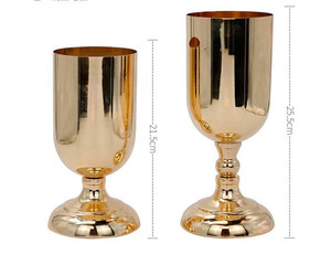 Vaso per Fiori <span class=keywords><strong>in</strong></span> <span class=keywords><strong>Ferro</strong></span> <span class=keywords><strong>Battuto</strong></span> Dorato Europeo a Forma di Calice, Portafiori Dorato da Tavolo per Centrotavola Matrimoniale - Product Image 6
