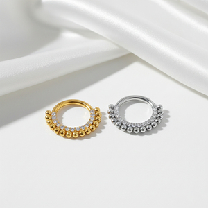 حلقات أنف وأقراط من الفولاذ المقاوم للصدأ بالجملة للصناعة اليدوية، مجوهرات ثقب الجسم، حلقات دايث مفصلية، مجوهرات الجسم مرصعة بالزركون - Product Image 1