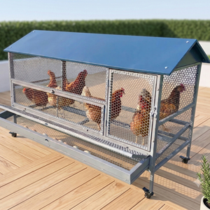 <span class=keywords><strong>Poulailler</strong></span> extérieur robuste pour poules pondeuses en acier galvanisé avec plateau en plastique écologique et <span class=keywords><strong>fermeture</strong></span> à bouton pour petits animaux, utilisable toutes saisons - Product Image 2