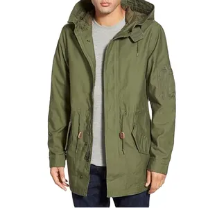 कस्टम मेड पुरुषों वृहदाकार खाकी hooded fishtail parka