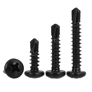 8# 10# 12# M4.2 M4.8 Black Coated Stainless Steel 410 Sheet Metal Phillips Pan Head Self Drilling Tek Screws