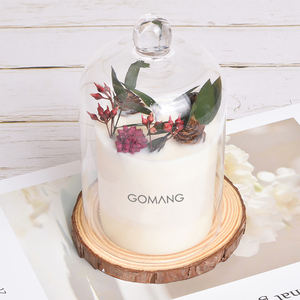 Bougies parfumées d'aromathérapie rose personnalisées avec décoration en cire de soja vegan avec marque privée et couvercle en verre boîte cadeau - Product Image 5