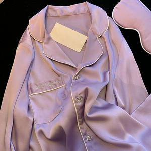 Pijama yeni uzun kollu uzun pantolon japon düz renk eğlence buz ipek ev tekstili takım dışında takılabilir - Product Image 4