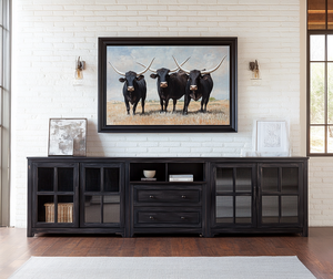 Wesome ชั้นวางของแฟชั่นคุณภาพสูงสำหรับใช้ในบ้านตู้วางทีวีไม้2ประตูและ1ลิ้นชักสีดำทันสมัย - Product Image 2