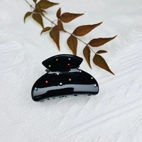 Pince à cheveux de luxe Fanxing avec logo personnalisé, en acétate, décorée de strass, accessoires colorés pour cheveux