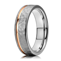Vente en gros Bague en titane pur de 6mm de large Finition martelée Plaqué or rose Alliance pour hommes et femmes