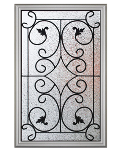 Inserts en fer forgé modernes <span class=keywords><strong>sur</strong></span> <span class=keywords><strong>mesure</strong></span> pour portes et fenêtres, avec verre de sécurité trempé ajouré. - Product Image 1