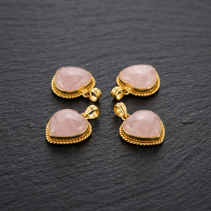Pequeños Corazones Abultados de Cuarzo Rosa, Cristal Natural de 20-30mm, Colgante con Engaste de Bisel para Niños, Colgantes de Moda, Dijes con Temática de Amor - Product Image 2