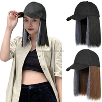 Casquette Perruque Cheveux Synthétiques Bob Courte de Haute Qualité en Gros, Casquette de Baseball avec Perruque Noire pour Femmes