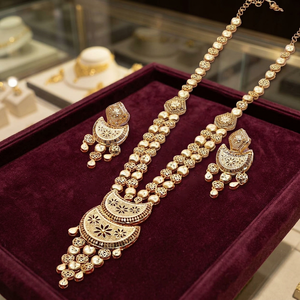 Colliers longs en laiton plaqué or 14K, 18K, 24K, style orthodoxe, avec motif floral, pour mariage - Vente en gros - Product Image 3