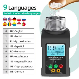 Medidor de Humedad de Granos Portátil, 40 Tipos, Analizador de Semillas de Trigo, Maíz y Arroz, Almacenamiento de Datos Multilingüe - Product Image 4