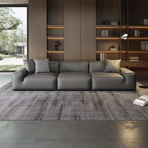 Sofá para sala de estar, sofá de fila recta para tres personas, apartamento pequeño de lujo ligero, sofá sencillo moderno de cuero - Product Image 5