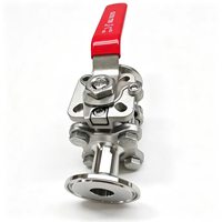 Vanne à boisseau sphérique sanitaire à trois colliers 3/4'', en acier inoxydable 316L, pour conduites laitières et l'industrie des boissons, vanne à boisseau sphérique 3 pièces