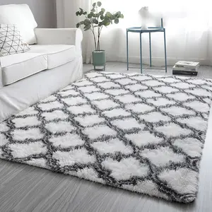 Modern Abstract Soft Plush Fluffy Area <strong>Rugs</strong> for Living Room White <strong>Grey</strong> Shag <strong>Rug</strong> for <strong>Bedroom</strong> - Product Image 1