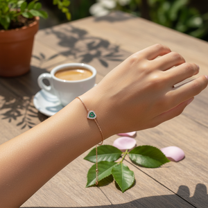 สร้อยข้อมือหัวใจที่ละเอียดอ่อนสีเขียวเพทายมรกตหินแฮนด์เมดขายส่ง925เครื่องประดับเงินสเตอร์ลิง - Product Image 3