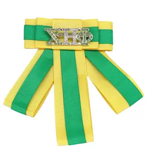 Noeuds papillon jaune vert tendance, cravate, ruban, épingles à cravate, broche grecque pour les tenues des invités, lettre ETA CHI PHI - Product Image 1