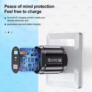 Cargador de Pared Universal PD20W con Enchufe EU/US/UK/AU/Argentina, <span class=keywords><strong>Carga</strong></span> <span class=keywords><strong>Rápida</strong></span> USB Tipo C Quick Charge 3.0 para <span class=keywords><strong>iPhone</strong></span> y Samsung - Product Image 2