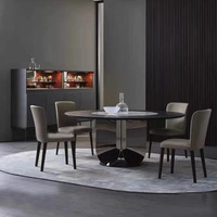 Grande table à manger rotative moderne en marbre et acier inoxydable, ensemble de 6 places, meubles de salle à manger de luxe ronds