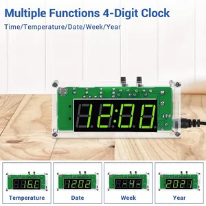 TJ-56-428 4-Digit Digital <b>DIY</b> Clock <b>Kits</b> with Acrylic Shell, <b>DIY</b> Alarm Clock Soldering Practice <b>Kit</b> for Learning Electronics - Product Image 4