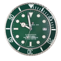 Jam Dinding Kalender Resin Stainless Steel Art Deco Kustom Bercahaya dengan Gerakan Quartz dan Baterai AA