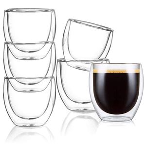 Tasse à café double paroi en verre borosilicate résistant à la chaleur, forme œuf, pour petit-déjeuner, tasse à eau isolée pour la maison, cadeau - Product Image 1