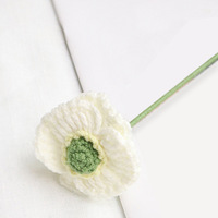 Buket Bunga Poppy Jagung Buatan Tangan Rajutan Crochet Grosir untuk Aksesoris Pakaian, Tas, Dekorasi Pernikahan, dan Rumah