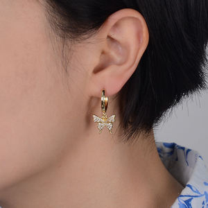 Vente chaude papillon Boucle D'oreille Micro Strass Boucle D'oreille Bijoux Avec Véritable Or Cuivre pour les Femmes - Product Image 6