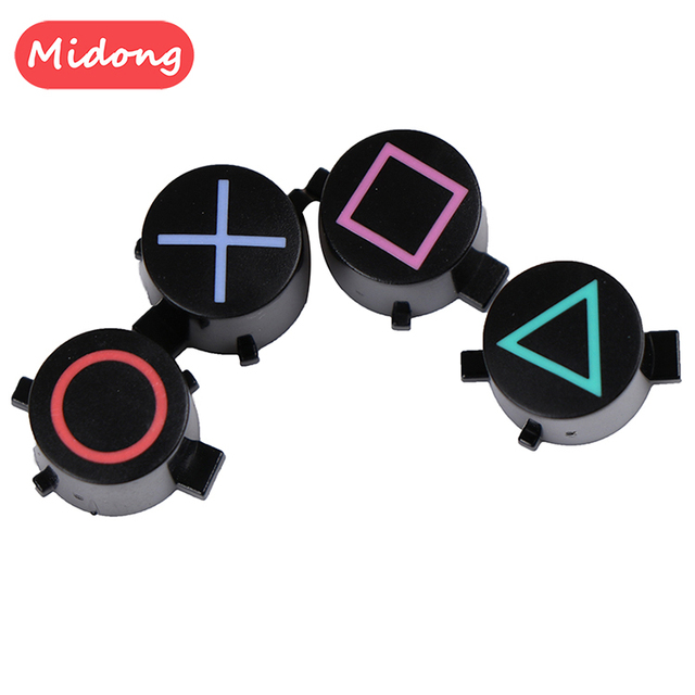 4pcs/set Plastic Button ABXY Controller Button Repair Part Replacement Black for PS4 Controller