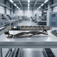 PDU 19 pouces 1U 6 voies pour montage en rack, unité de distribution d'alimentation pour armoire serveur avec disjoncteur monophasé 1P et câble prise UE