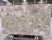 Dalles de marbre naturel jaune beige Kunis Breccia Veneziana Ceppo Cream polies pour sols et murs de salle de bain, plans de toilette et escaliers