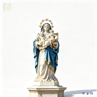 Statue de la Vierge Marie en marbre sculptée à la main et grande fontaine religieuse sculptée, décoration personnalisée pour l'extérieur de l'église ou du jardin