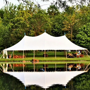 Tente de luxe en toile de voile imperméable pour mariages et événements en plein air, longueur personnalisable en baies de 3 m, ignifuge et protégée contre les UV - Product Image 1