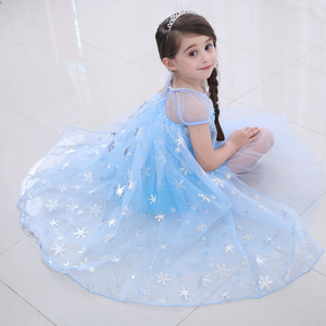 Costumes de télévision et de cinéma, robe de princesse des neiges <span class=keywords><strong>Elsa</strong></span> bleue et rose avec longue cape, Halloween, carnaval, anniversaire, robes à paillettes pour filles - Product Image 4