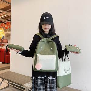 Zaino alla Moda di Alta Qualità per Ragazze, Set di <span class=keywords><strong>4</strong></span> Pezzi per Studenti, Carino Zaino Rosa per College in Tela e Poliestere con Motivi Cartoon - Product Image 6