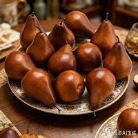 Décorations de fruits artificiels en forme de poire brune, 6 pièces, légères, de haute qualité, pour les fêtes, la maison, la cuisine, centre de table