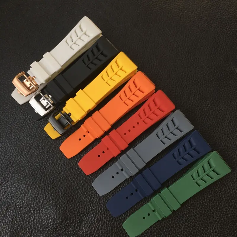 25MM Watch Strap For Richard-Mille Wrist Band Soft Silicone Rubber Waterproof Buckle Screw Bracelet